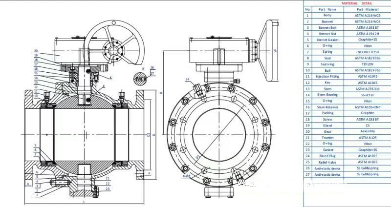 Body RF Flanges Ball Valve - 8&12inche - 300LB - A216WCB Drawning Body RF Flanges Ball Valve - 8&12inche - 300LB - A216WCB Drawning